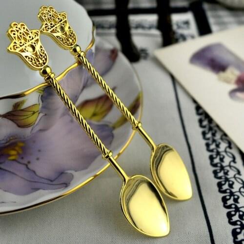 Alloy Golden Vintage Staff Series Coffee Stirring Spoon Kitchen Dessert Spoon Kitchen Tableware Supplies