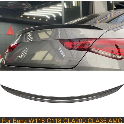 Car Rear Trunk Spoiler for Mercedes-Benz CLA Class W118 C118 CLA200 CLA35 AMG 2019 2020 Carbon Fiber Trunk Boot Lip Wing Spoiler