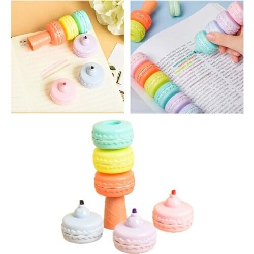 6 PCS Highlighter Pen Special Macaron Shaped Liquid Highlighter Assorted Colors Special Macaron Shaped Smooth Pen
