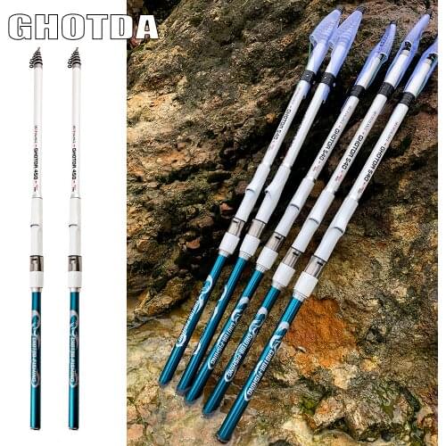 GHOTDA Carbon Fiber 3.6M-6.3M Rock Fishing Rod Telescopic Portable Travel Ultralight Carp Feeder Fishing Rod Spinning Rod