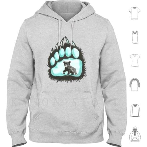 Totem Bear Hoodies Long Sleeve Inktober Ink Drawing Challenge Hand Drawing Black White Shadow Light Footprint