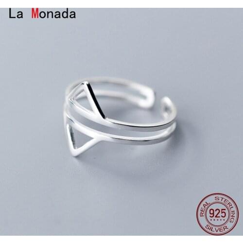 La Monada Triangle Women Ring 925 Sterling Silver Two Layer Rings For Women 925 Silver Fine Jewerly Rings Woman Adjustable