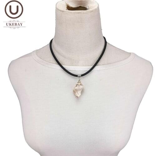 UKEBAY Conch Pendant Necklaces For Women Handmade Jewelry Natural Shell Necklace Boho Accessories Party Gift Mom Rubber Jewelry