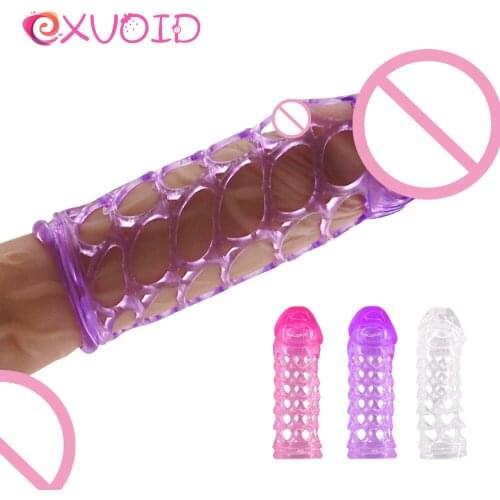EXVOID Penis Sleeve Extender Enlarger Vagina Stimulate Delay Ejaculation Sex Toys For Men Crystal Cock Sleeve Ring