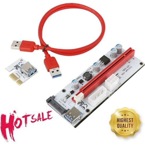 VER 008S PCIE Riser SATA 15pin To 6PIN PCI-E Riser Card 1X To 16X USB3.0 Graphics Cards Adapter PCI E Extender For BTC Mining