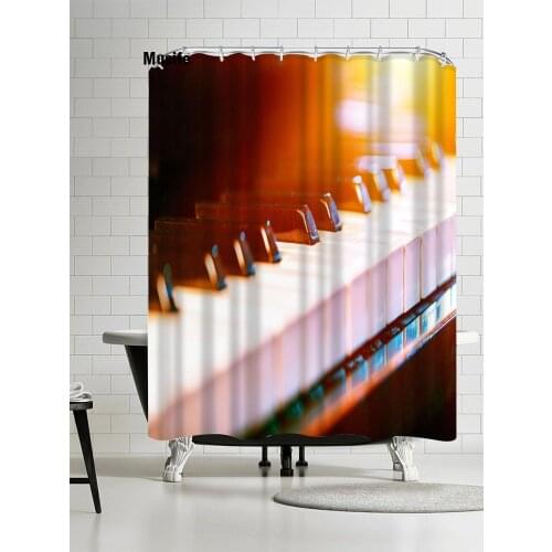 Musife Custom High Quality Piano Shower Curtain Waterproof Bathroom Polyester Fabric Bathroom Curtain
