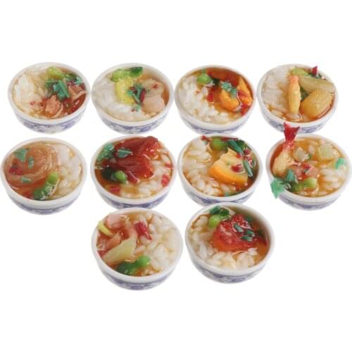 1PCS 1:6 Miniature Dollhouse Bowl Rice Mini Chinese Cuisine Pretend Food for 1/6 Blyth BJD Doll Kitchen Decor Accessories Toys