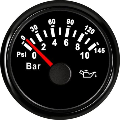 1pc Red Backlight Lcd Oil Pressure Gauges Modification 52mm 0-10Bar Waterproof Oil Pressure Meters 0-145Psi for Auto Truck Boat