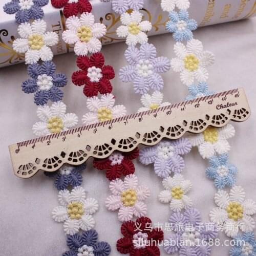 1 yards Flower Embroidery Water soluble Ribbons Diy Crafts Headwear Clothing Lace Trim Accessories Material