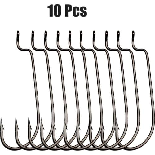50pcs/lot size: 6#-5/O Narrow crank hooks Crank Hook For Soft Worm Bait Crankbait Fishing Accessories