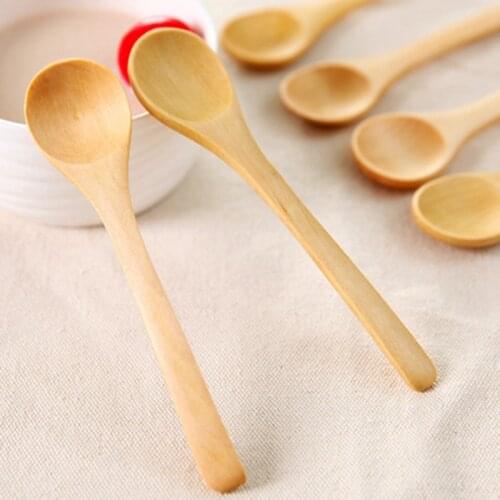 13cmx3cm 2 Pcs Small Wooden Salt Sugar Spoon Solid Wood Condiments Spoon Handmade Crude Wood