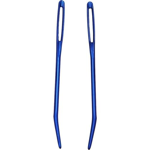 2pcs Aluminium Bent Tip Knitting Tapestry Needles Kit Metal Large-eye Needles for Sweater Weaving Yarn Needlework - Random Color
