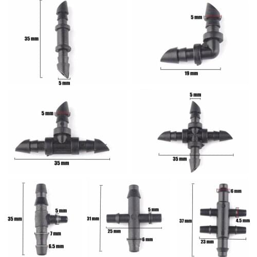 20pcs New 4/7mm Garden Hose Connectors 4/7-3/5mm Reducing Joints Gardening Micro Drip Irrigation System Garden Water Connectors