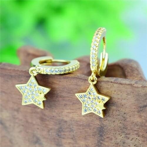 2020 Fashion Bohemia Copper Zircon Earrings for Women Trendy Star Circle CZ Stud Earrings for Women Party Wedding Jewelry Gift