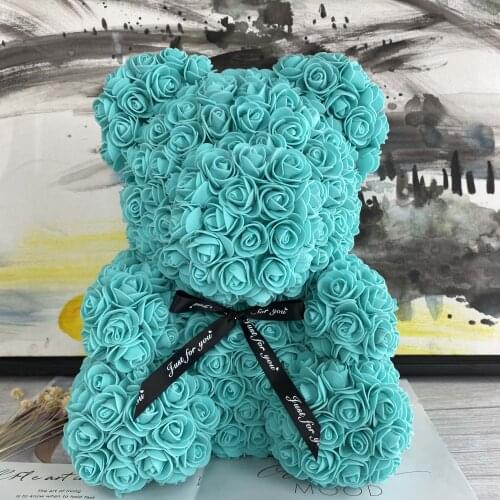 2020 DropShipping 40cm Rose Bear Heart Artificial Flower Rose Teddy Bear For Women Valentines Wedding Birthday Christmas Gift