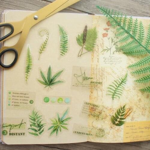 28pcs MIX Size Tropical Plant Fern Leaves Style PVC Sticker Scrapbooking DIY Gift Packing Label Decoration Tag