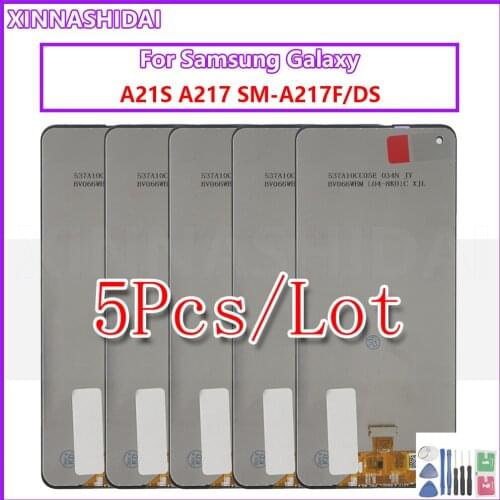5PCS/Original Display With Frame For Samsung Galaxy A21s A217 SM-A217F/DS LCD Touch Screen Digitizer Assembly Replacement Parts