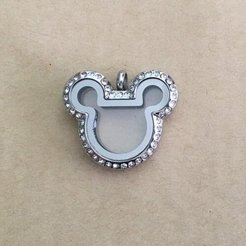 5pcs Cute Mouse Magnetic Glass Locket Floating Locket Pendant Pendant Necklace Mothers Day Gift Long Necklace