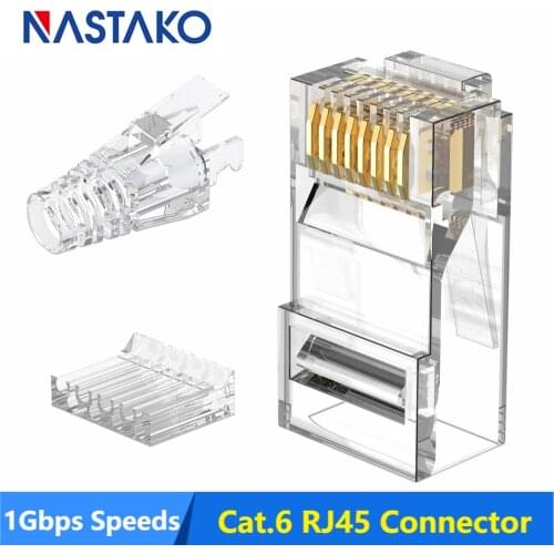 50/100pcs Cat6 RJ45 connector Cat5e RJ45 Plugs network cable plug 8P8C Network CAT6 Modular Plugs Connector with 6.5mm RJ45 Caps
