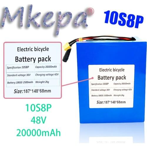 10S8P36V 20000mAh 250W~1000W 20000mAh Battery 42VLithium Battery Pack with 30A BMS for Ebike Electric Car Bicycle Motor Scooter