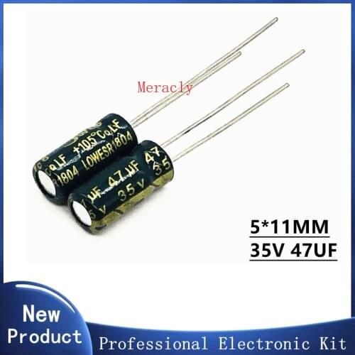 50PCS 35V 47UF 20% High frequency and low impedance in-line aluminum electrolytic capacitors long life Brand new authentic
