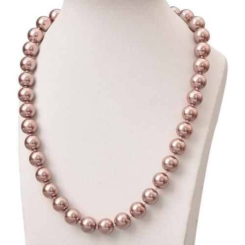 Lavender 10mm Round Pearls Necklace Making Diy Light Purple Synthetic Pearls Chain Necklace 18inch Female Jewelry Gifts H847