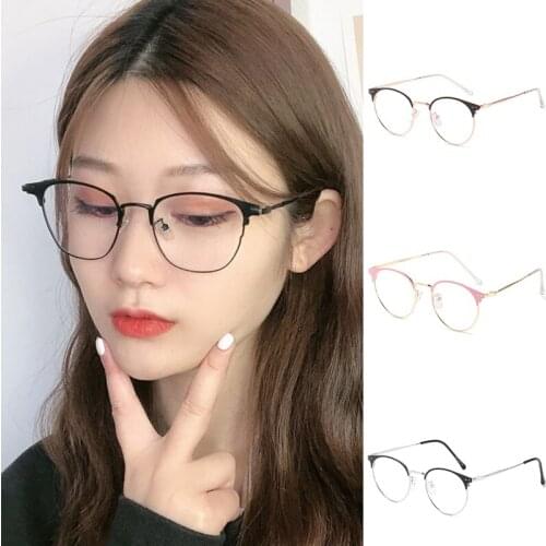 Bluelight-blocking Glasses Flat Lens with Discoloration Retro Style Round Thin Frame for Computer Workers Outdoors SUB S