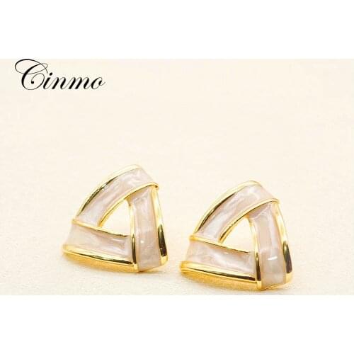 Cinmo Hollow Triangle Piercing Stud Earrings For Women Girls Wholesale Korean Statement Earrings Trendy Party Jewelry Gifts