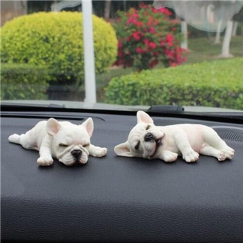 French Bulldog Car Decoration Cute Simulation Dog Model Car Interior Decoration Gift Auto Dashboard Decorations Car-styling