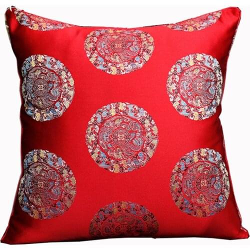 Colorful Fancy Chinese Silk Cushion Cover Christmas Pillow Case High Quality Home Decorative Pillow Cover Sofa Chair