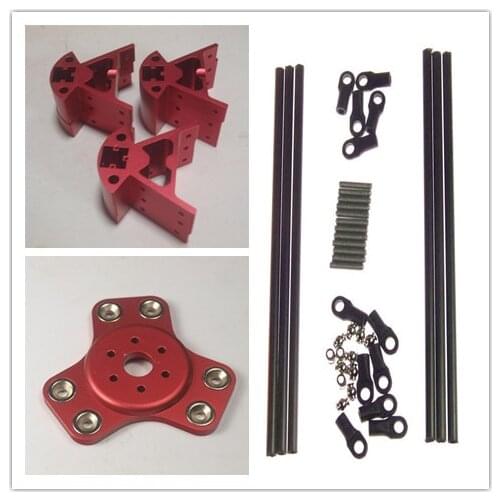 Red Color Delta Rostock Kossel k800 aluminum magnetic effector carriage+Corner kit+ 300MM Kossel Mini Rod Kit