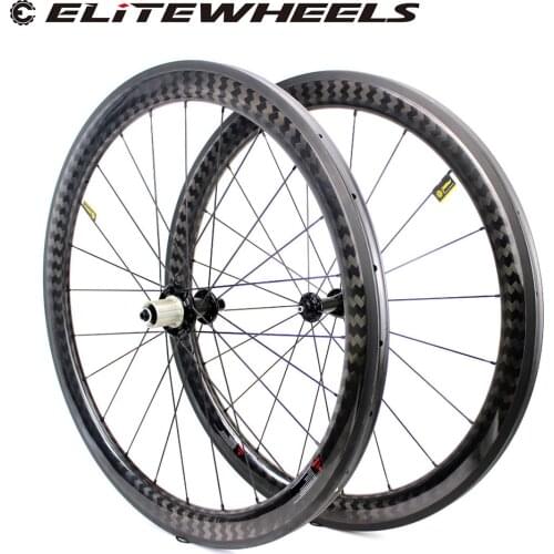 ELITEWHEELS 700c Road Carbon Wheel 50mm Wider Aero Rim Tubeless Ready Powerway R51 Straight Pull Hub Super Light Bicycle Wheels