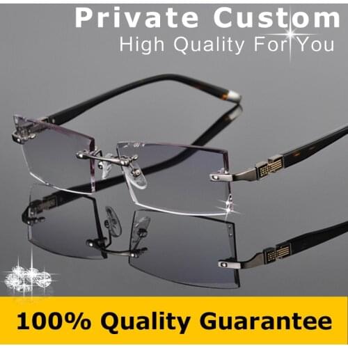 Business Style Myopia Men prescription Eyeglasses Clear Lenses Colored Reading Glasses Optical Rimless Hyperopia 613