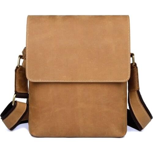 Mens bags over the shoulder Full Grain Leather Vintage Bag men leather Casual Messenger Bags Crossbody Bag 1066B