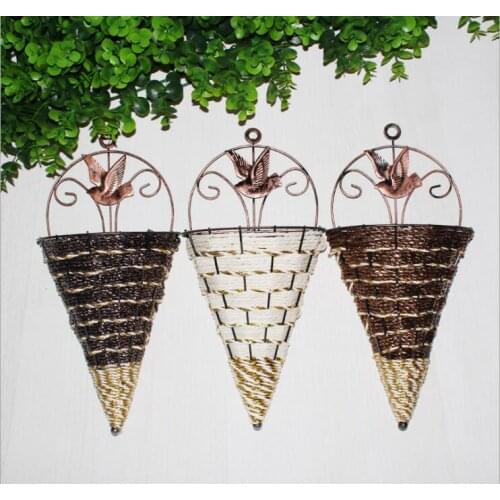 Rattan Wall Hanging Wall Mounted Vase For Artificial Flowers Plants Table Wedding Party Home Garden Decoration Gift Craft HP013