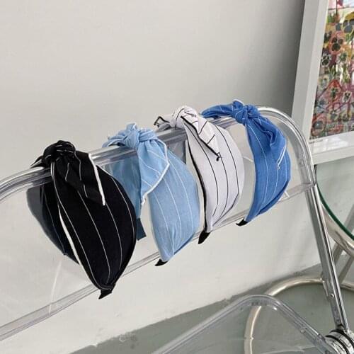 Bowknot headbands fashion hair accessories women fabric striped rabbit ears wide brim hairband boutique wash hair bands headwear