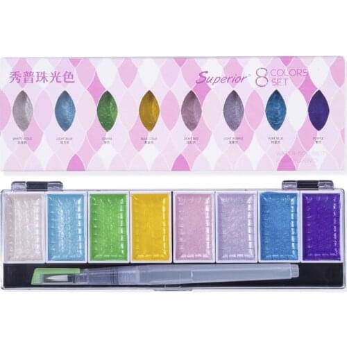 Premium 5/8Colors Solid Water Color Set Metallic Gold Pigment Paint With Waterbrush For Artist Painting Watercolors Art Supplies