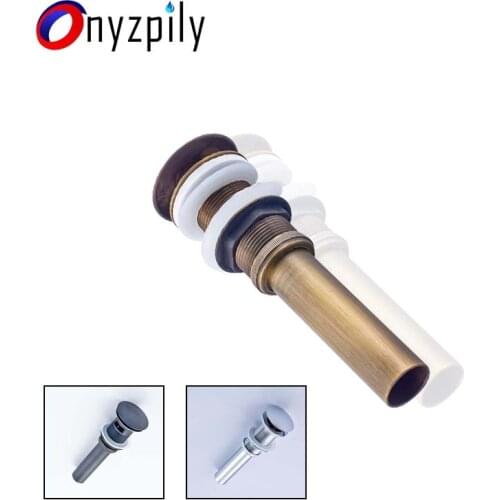 Onyzpily Bathroom Basin Sink Pop Up Luxury Drain Brass with & without Overflow Vanity Sink Waste Drainer 5-colors For Choice