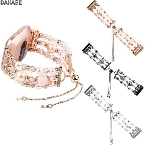 Luxury Jewelry Agate Bracelet For Fitbit Versa Smart Watch Band Women Pearl Strap Wristband For Fitbit Versa Bands