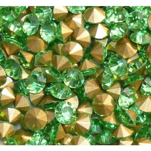 MHS.SUN SS3-SS38 Peridot Green Color Pointback Rhinestones DIY Loose Glass Crystal Rhinestone For Jewelry Garment Decoration