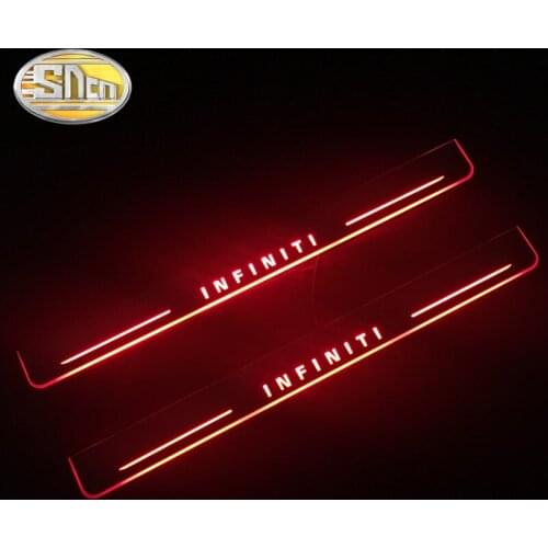 SNCN Waterproof Acrylic Moving LED Welcome Pedal Car Scuff Plate Pedal Door Sill For Infiniti QX56 2004 - 2013