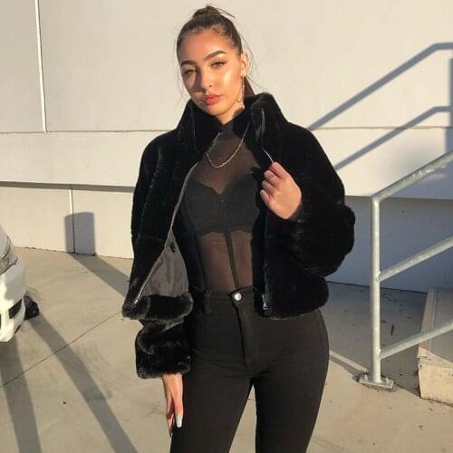 Cool Streetwear Women Black Two Styles Of Short Coat Long Sleeve High Collar Warm Jacket Fashion New Fall Winter Female Outwear
