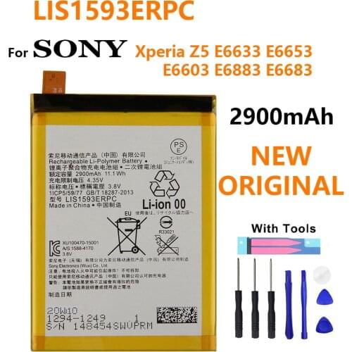 100% Original LIS1593ERPC Battery For SONY Xperia Z5 E6883 E6633 E6653 E6683 E6603 Phone High Quality Battery 2900mAh+track code
