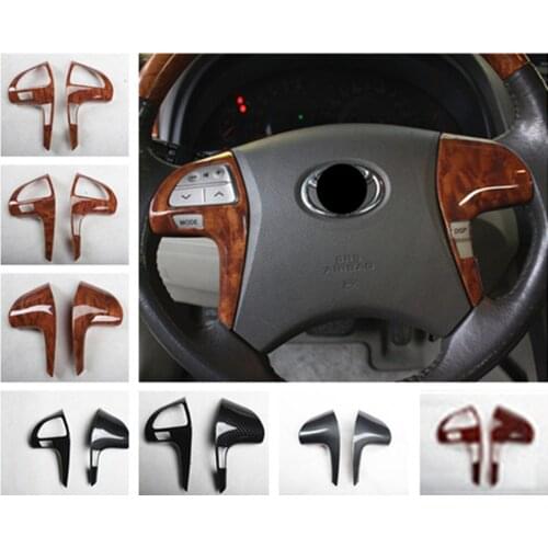2pcs/lot ABS carbon fiber grain or wooden grain steering wheel decoration cover for 2006-2011 Toyota camry 6 MK6