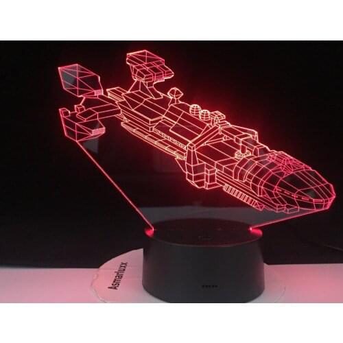 3D LED Spaceship Space Fighter 7 Colorful Gradients LED Acrylic Plate Desk Lamp Bedroom Decoration birthday gift Night Light