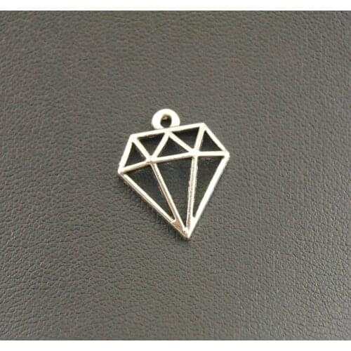 50 pcs Silver Color hollow diamon shaped charms Pendants 11x19mm DIY Metal Jewelry Findings A1164