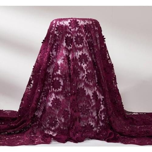 Afrcan Lace Fabric 2021 High Quaiity New White French Tulle Sequins 3D Flowers Sewing Embroidery Fabrics Dresses For Women A2530