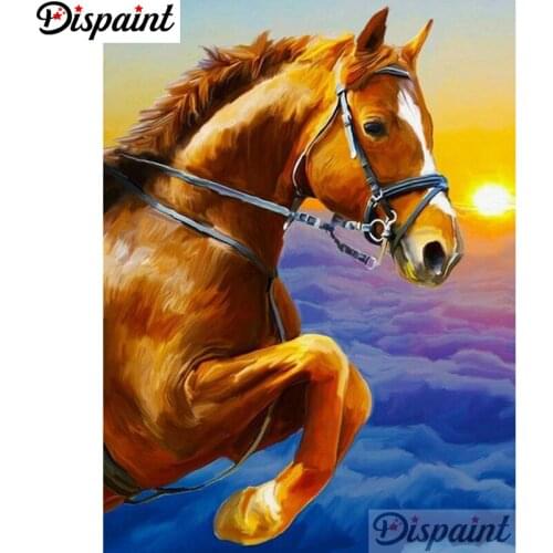Dispaint Full Square/Round Drill 5D DIY Diamond Painting "Animal horse scenery" Embroidery Cross Stitch 5D Home Decor A11766