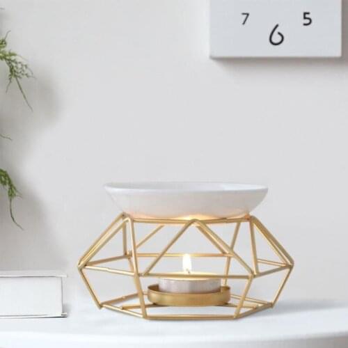 Aromatic Oil Burner, Geometric Ceramic Essential Oil Candle Holder Wax Melt Burner Warmer Melter fragrance for Home Office