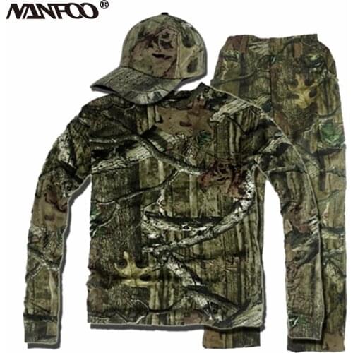 Spring Summer Bionic Camouflage Quick-dry Hunting Suit Tactical Breathable Durable Ghillie Suits Long sleeves T-shirt clothing